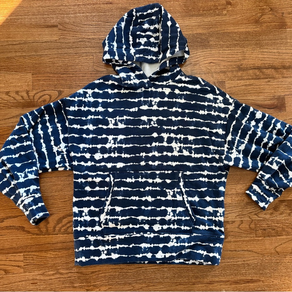 Athleta Navy/White Tie-Dyed Hoodie, Size Medium, Preowned $25
